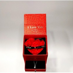 Κουτί κόκκινή μπιζουτιέρα I love you με Soap τριαντάφυλλα κόκκινα  